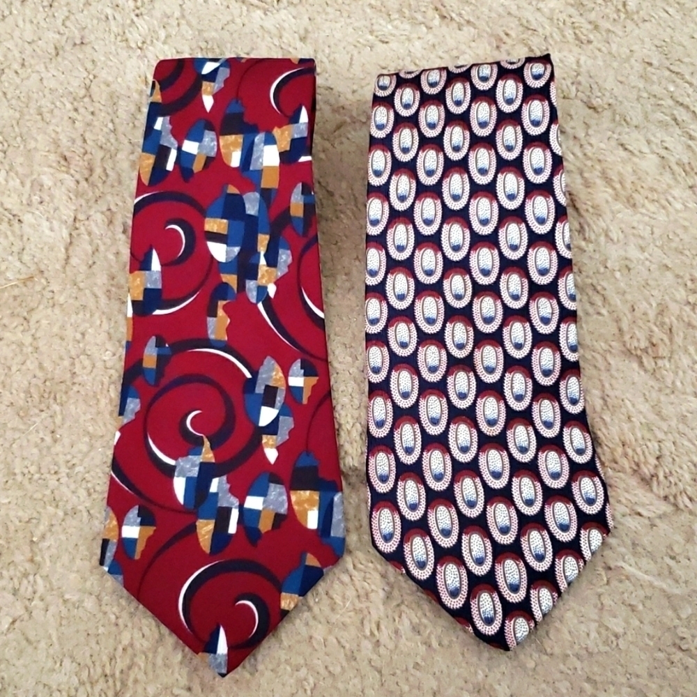 Lot of two ties, bugle boy USA tie and Bugatti Italian silk tie, career wear.
